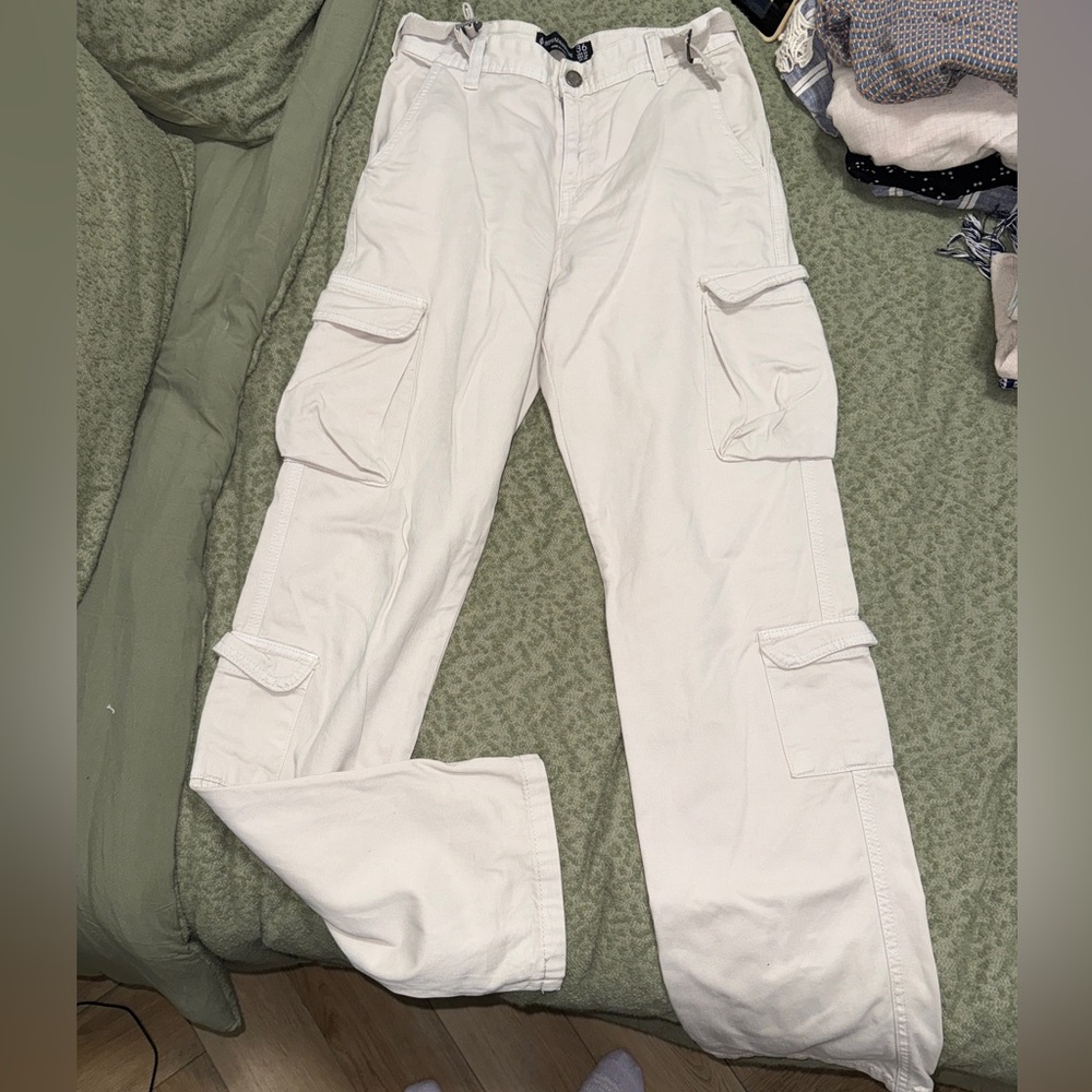 Stradivarius Cream Cargo Pants